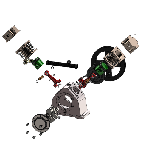 TWO STAGE AIR COMPRESSOR EXPLODED-sans arriere